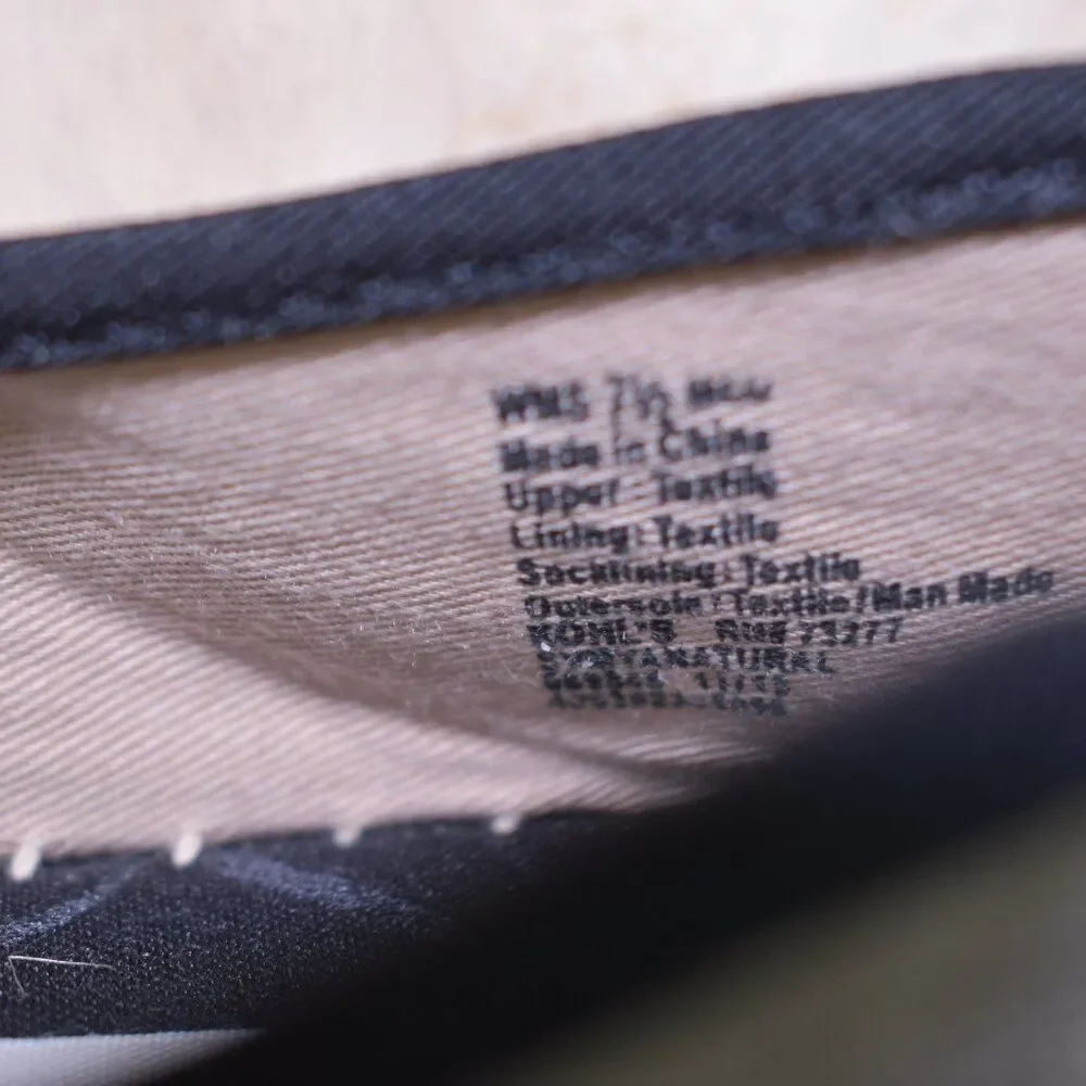 Simply Vera Wang Espadrilles Flats Beige Black Embellished Slip-On Size 7.5